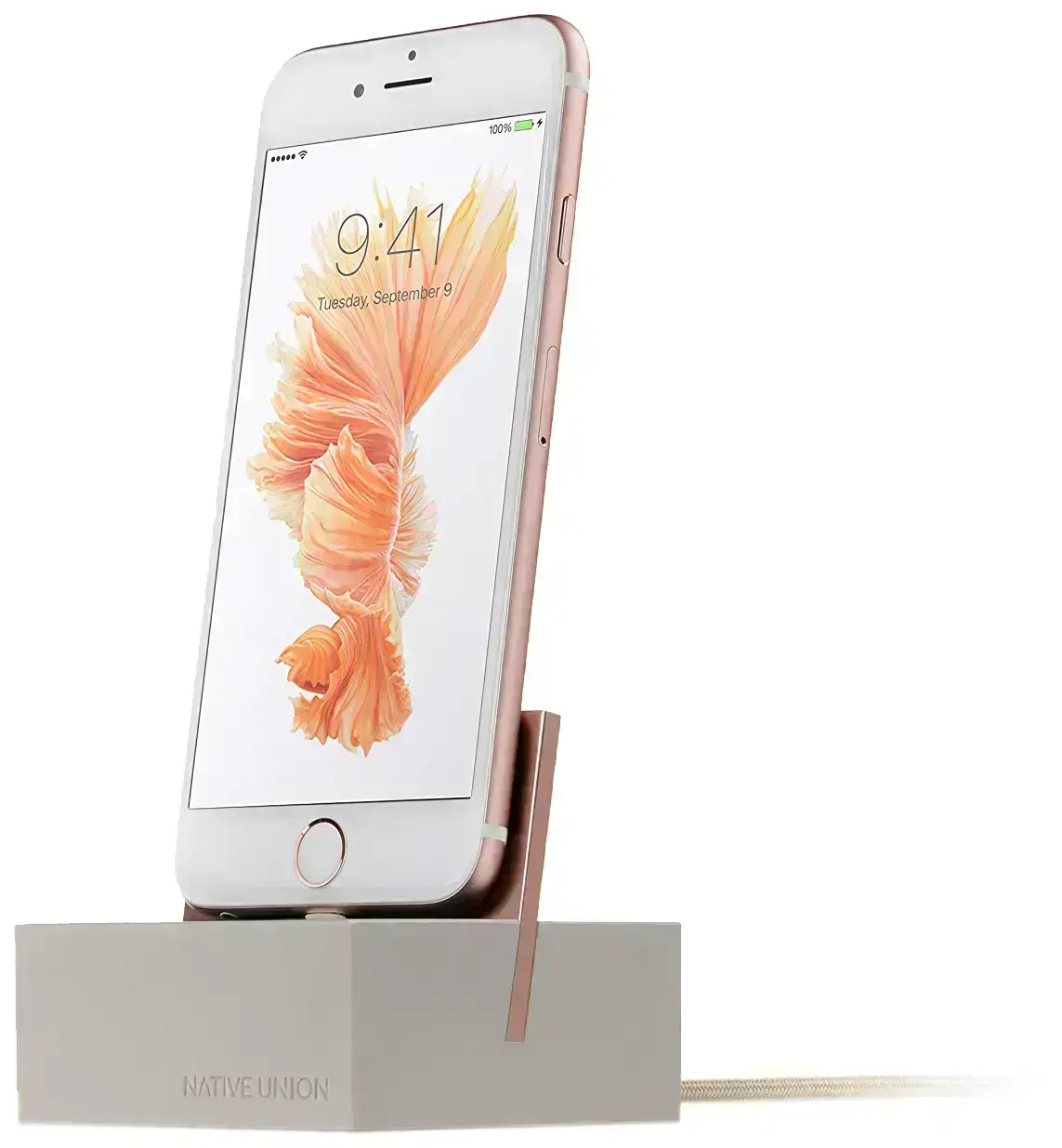Док-станция NATIVE UNION Dock+ Lightning Stone/ Rose Gold (DOCK+-IP-CABLE-STO)
